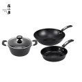 张小泉 锦厨系列精铁锅具三件套 C35260100（炒锅32cm+煎锅22cm+汤锅22cm）