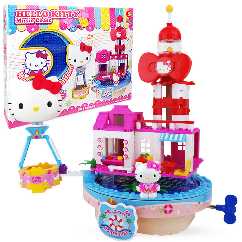HelloKitty正版凯猫拼装乐高式积木玩具 音乐咖啡店玩具(HKL003 音乐风车餐厅)