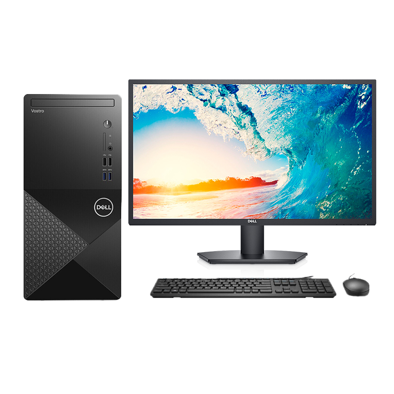 戴尔(DELL) Vos成就3910 十二代酷睿i3-12100 商用办公高性能台式电脑游戏设计主机i3-12100 16G内存 256G固态+1T机械 2G独显 定制