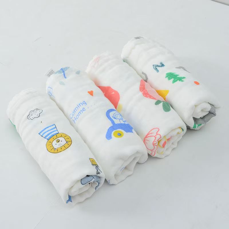 洁丽雅儿童纱布毛巾纯棉加厚卡通家用50*30cm 4条装高清大图