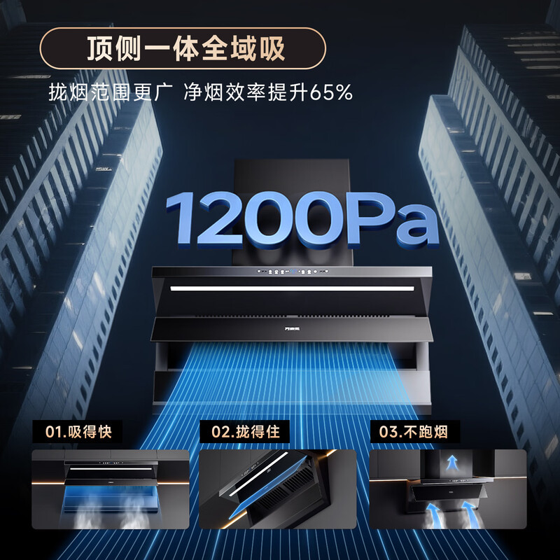 万家乐小鲸喜[全红婵推荐]28m³变频大吸力油烟机CXW-320-K7PRO顶侧一体全域吸超薄平嵌自清洁家用排油烟机高清大图