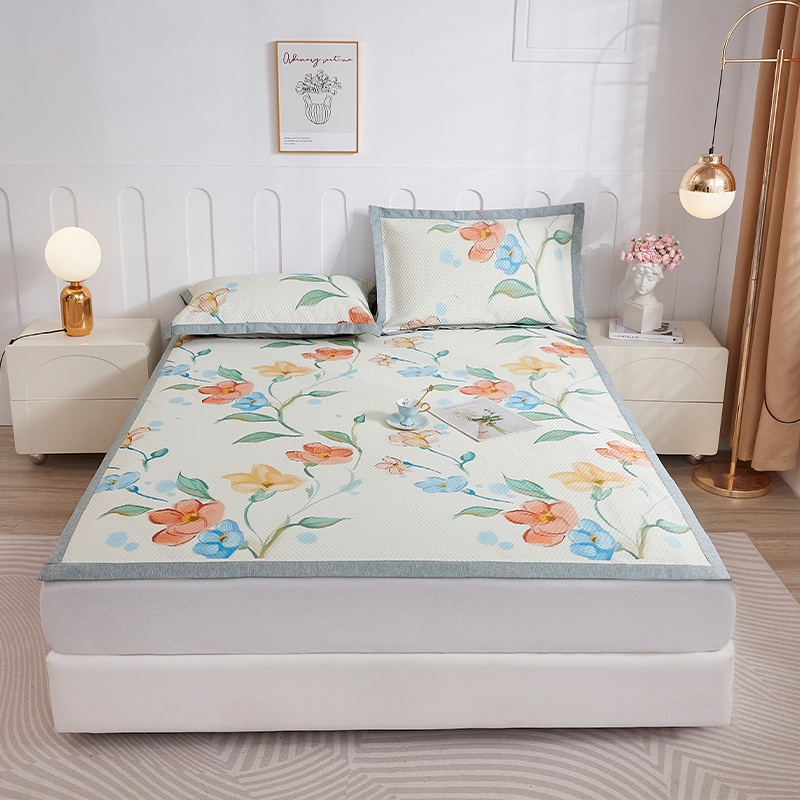 唐纳家纺 冰豆豆数码印花凉席三件套-花间絮语 150*200CM- TN-SSM25019