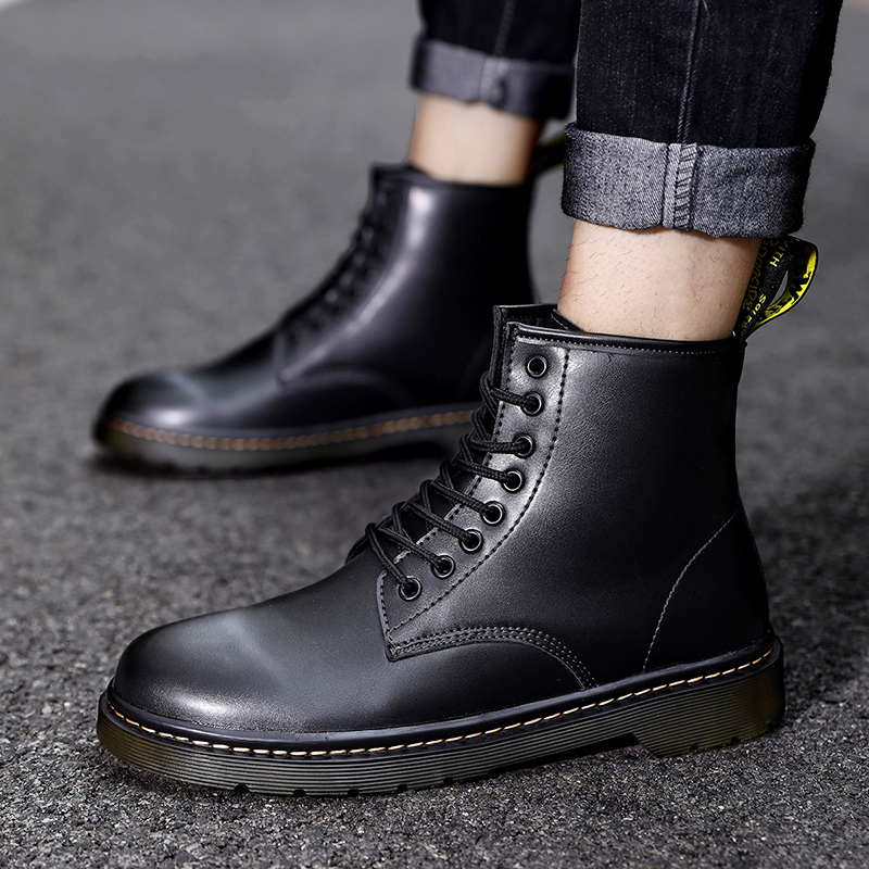 帆汀(aja fighting)时尚马丁靴男士高帮休闲皮靴子英伦百搭情侣短靴