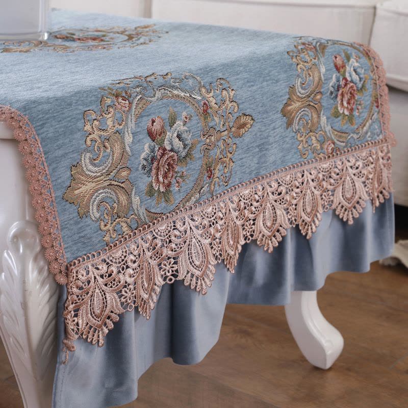 美帮汇欧式桌布布艺餐桌布长方形桌旗茶几布多用盖巾雪尼尔欧式多用盖布图片