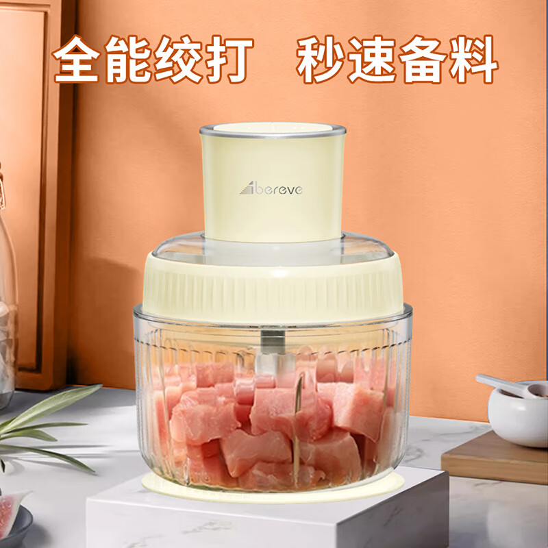 艾贝丽 Abereve 多功能绞肉机迷你辅食和面机绞馅碎肉机电动佐料搅拌机打肉泥料理机 ABL-JR98