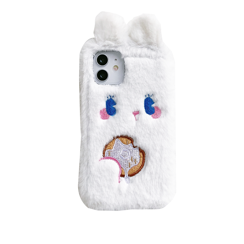 卡绮苹果13手机壳iPhone12新款11promax硅胶防摔xr透明xsmax女款x全包8plus镜头毛绒饼干小兔