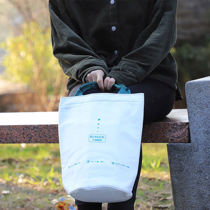 趣涉家居 简约现代上班族带饭包生活日用家居百货收纳用品饭盒袋子餐包带饭的饭盒包加厚饭包圆形帆布便当手提包居家用品
