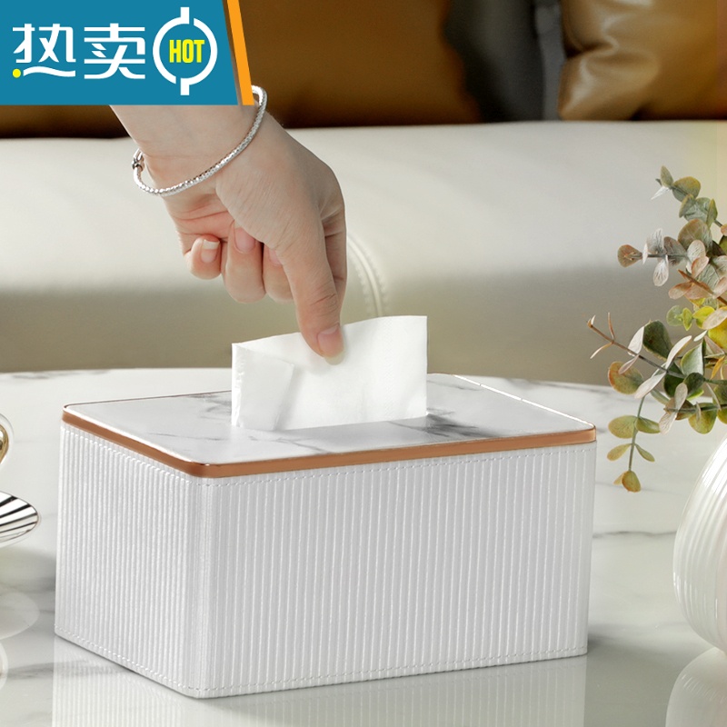 敬平纸巾盒客厅轻奢简约现代创意家用桌面ins网红餐厅餐巾抽纸盒 月岩灰罗马柱纸巾盒 大号高清大图