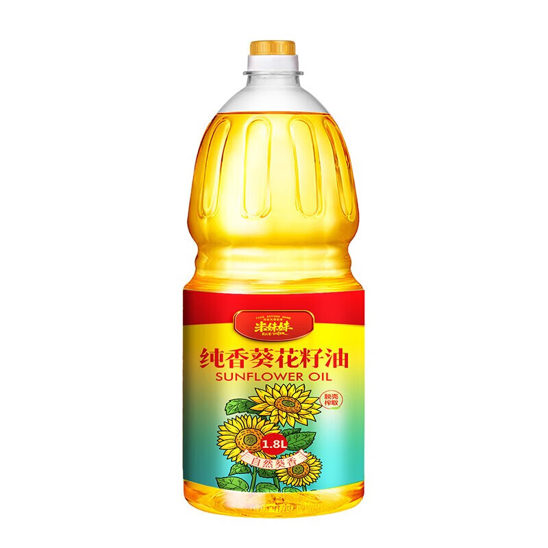 米妹妹一级压榨葵花籽油1.8L桶装国产食用油GB2716标准健康烹饪优选