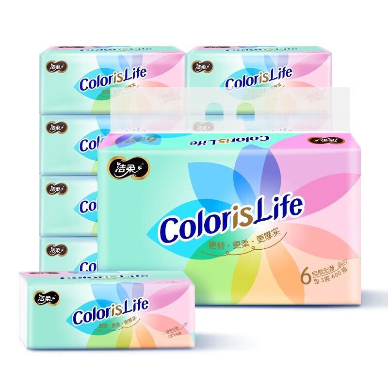 洁柔纸面巾(缤纷软抽)100抽3层(24包装) 抽纸 OR205-24R 新老款随机