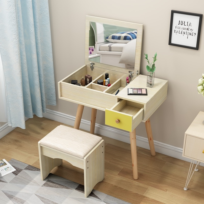 北欧梳妆台卧室小户型化妆柜60c0cm经济迷你化妆桌翻盖化妆台