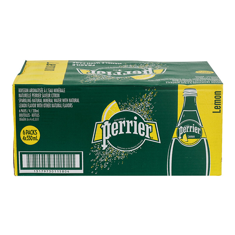 巴黎水(Perrier) 柠檬味 330ml*24玻璃瓶 气泡水 含气饮料