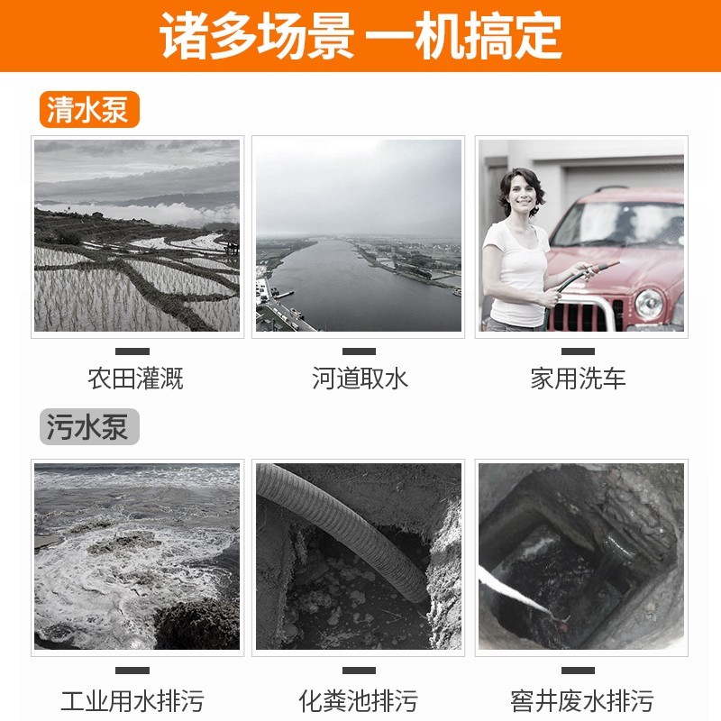 3M 潜水泵家用220v抽水泵不锈钢污水泵农用灌溉排污泵 1800W污水泵2寸高清大图