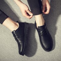 梵克公牛鞋夏季男鞋发型师鞋夜店英伦男士休闲黑色皮鞋韩版潮流休闲皮鞋百搭潮鞋[正品好货]