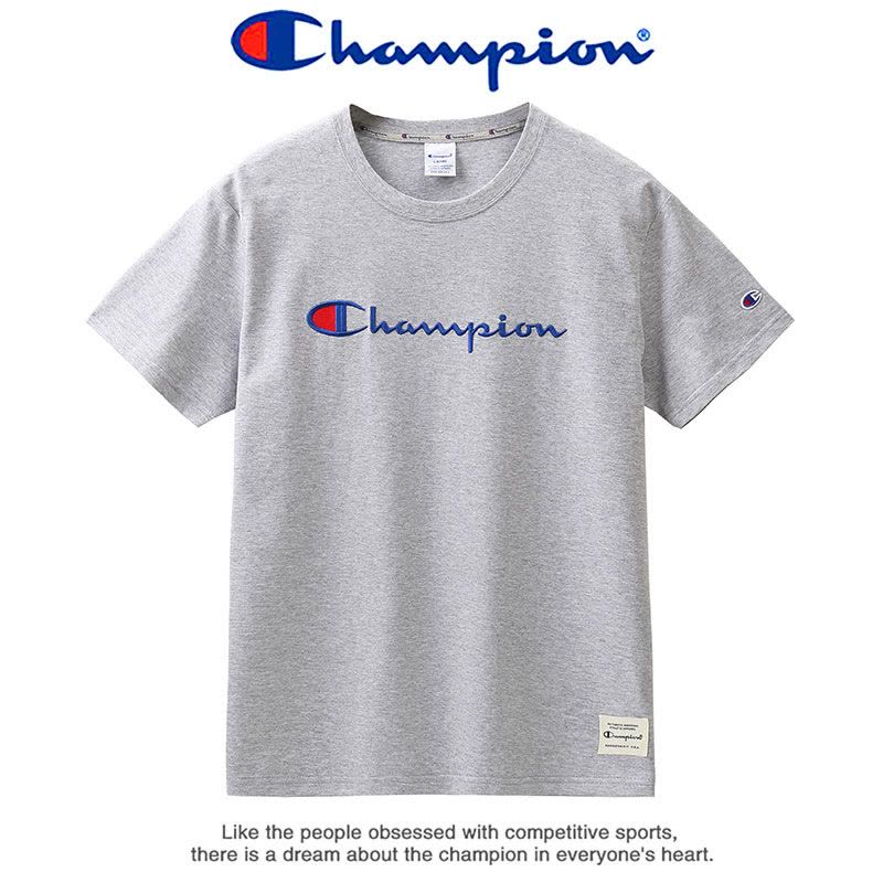 Champion 冠军夏季刺绣t恤男士短袖情侣圆领时尚运动T恤衫女图片