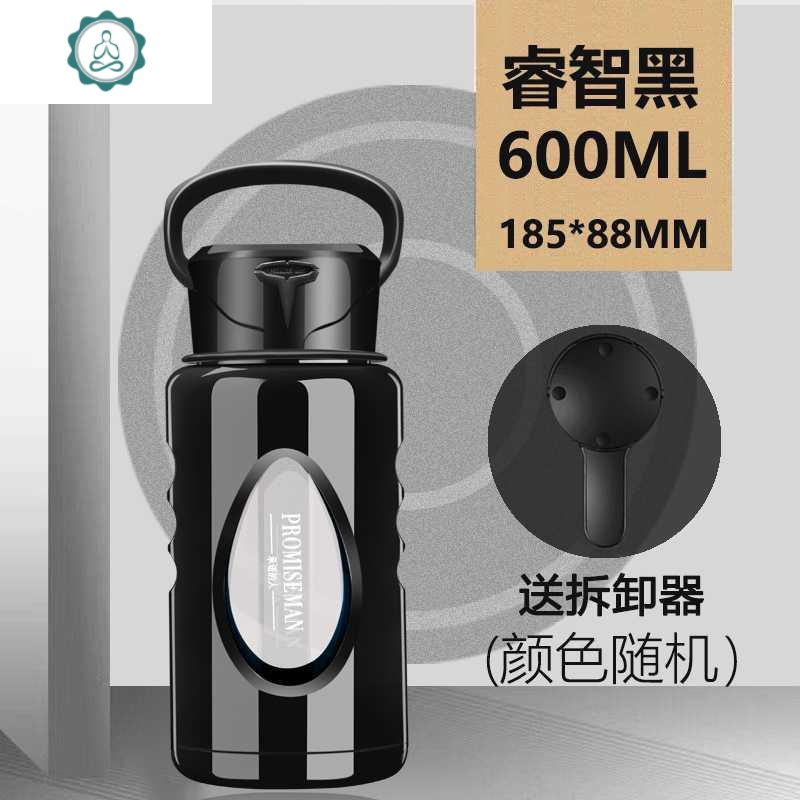 玻璃杯双层大容量1000ml水杯防摔过滤茶杯便携杯子男 封后 睿智黑600ML+拆卸器+滤网+杯刷