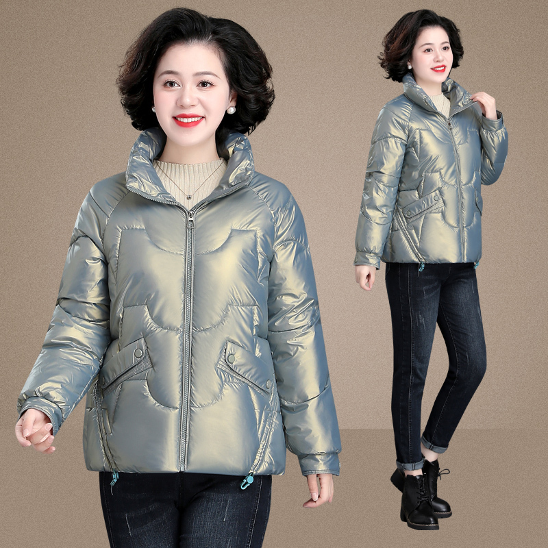 金蔚臻 妈妈冬装外套羽绒棉服冬款中年女装免洗亮面小棉袄中老年人秋冬加厚棉衣