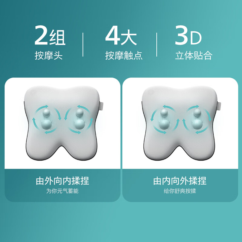 飞利浦(PHILIPS)腰部按摩器 按摩垫靠垫肩颈腰背按摩器热敷靠背腿部按摩仪 3101B灰白高清大图