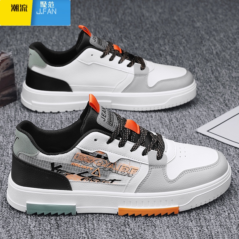 聚范男鞋2024新款夏季透气男士潮流休闲工作平底板鞋运动小白潮鞋高清大图