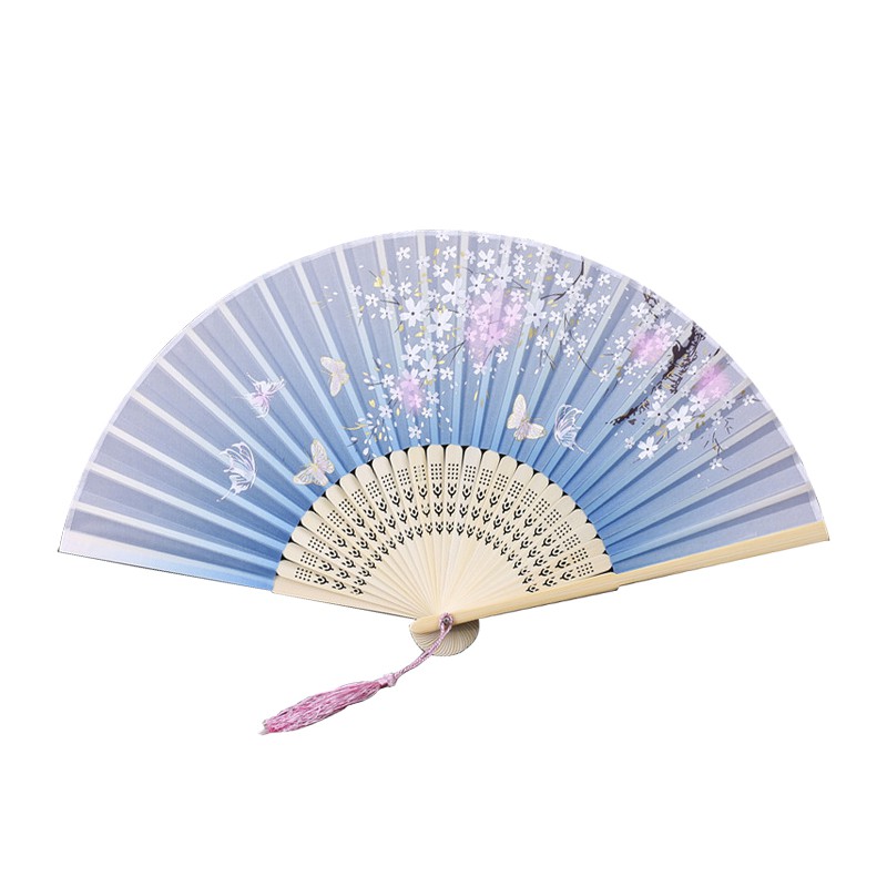 夏季中国风古风女蹈扇折叠送礼用随身便携小扇子日式复古迷你布扇 三维工匠 浅紫色2号高清大图