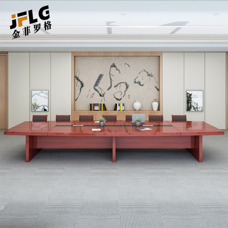 苏宁 金菲罗格 办公家具实木油漆贴皮职员会议桌高清大图