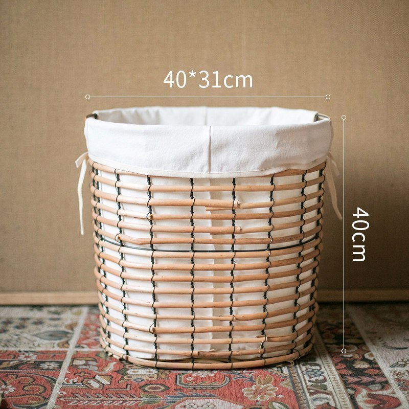 柳编脏衣筐收纳筐杂物衣物收纳桶纯棉里布韩式日式ZAKKA_512 小号