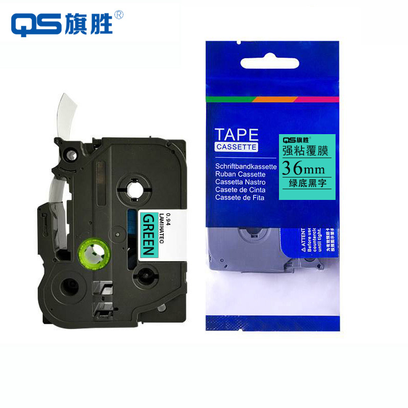 旗胜 标签色带36mm 绿底黑字TZe-761 个