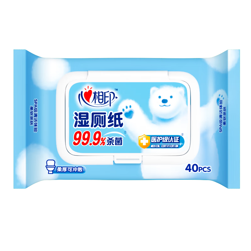 心相印(Mind Act Upon Mind) 湿厕纸XCY040系列40片装湿巾 1包