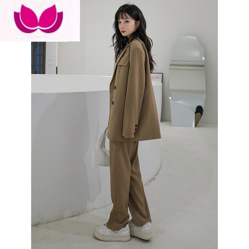 七斓卡其色职业小西装套装女2023春新款韩版修身气质小个子英伦风西服