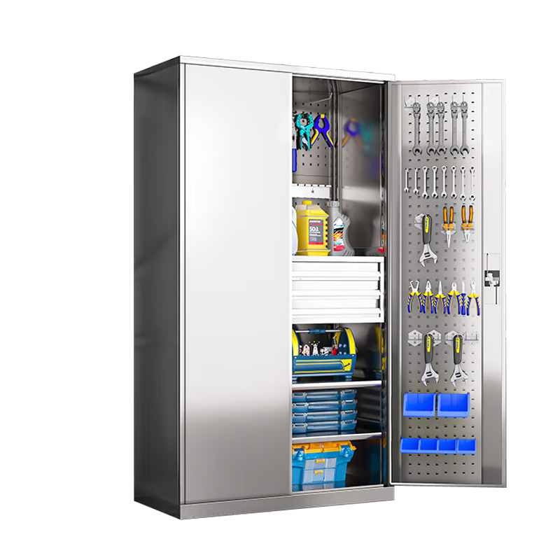 昀物不锈钢工具柜三抽带网台高清大图