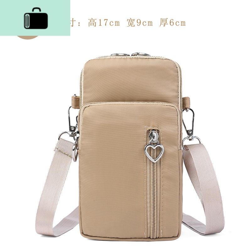 夏天迷你潮包女小包包单肩包斜挎包零钱包手机包帆布包女斜跨运动NEW LAKE 卡其小号#桃心款