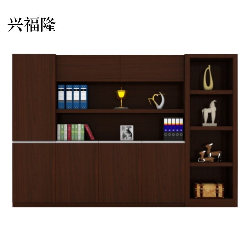 兴福隆办公室文件柜书柜木质档案柜背景柜2350*400*2000mmB款[工厂现做 7天内发货]