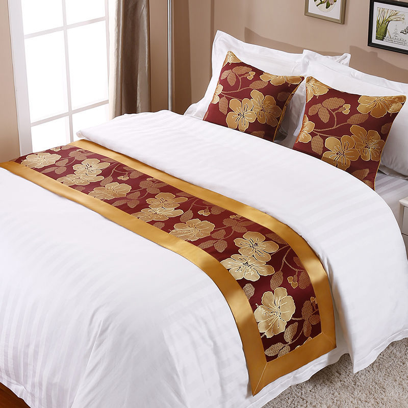 宾馆酒店民宿布草床上用品装饰配件五星酒店奢华床旗床尾巾床尾帘