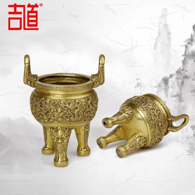 美帮汇双龙耳铜香炉 三足鼎香薰炉香炉家居寓意礼品 摆件高清大图