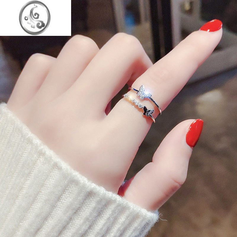 JiMi蝴蝶结戒指女银银2023新款小众设计冷淡风高级时尚个性韩ins