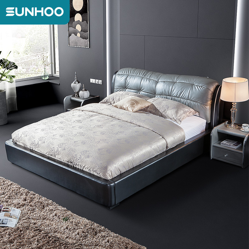 双虎家私 皮床真皮床 简约现代 大气1.8米双人床1.5米主卧大床rc8