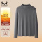 猫人男士双面绒半高领长袖t恤男德绒磨毛打底衫修身内搭保暖上衣280g