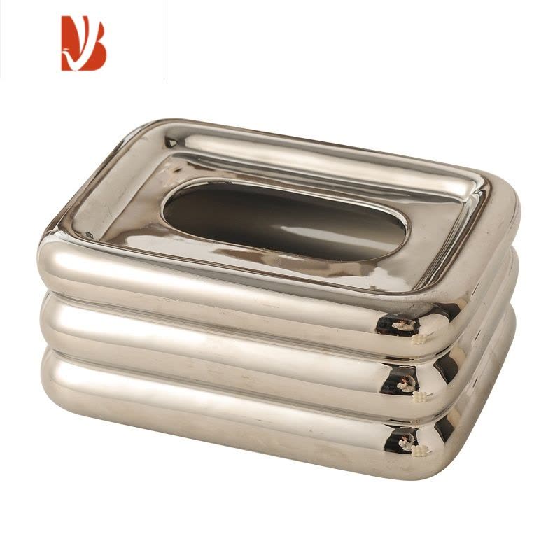 三维工匠纸巾盒装抽纸客厅茶几餐桌桌面纸抽盒现代简约网红棉花糖装饰摆件 1节节高纸巾盒(银色)图片