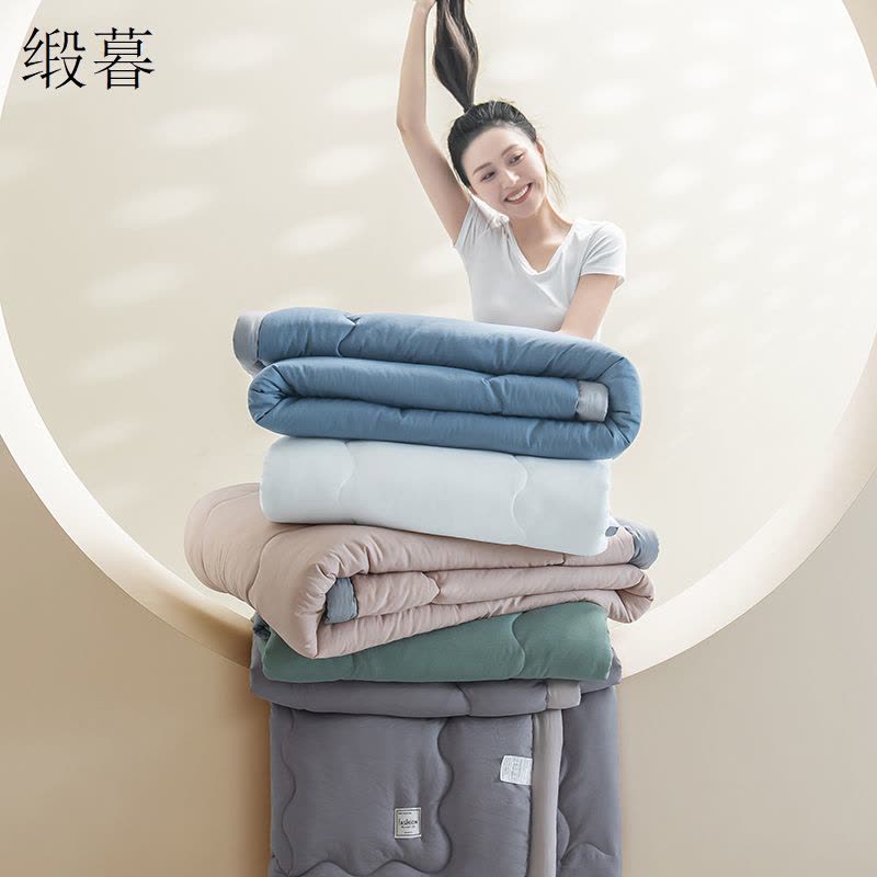 缎暮 亲肤舒适凉感纯色水洗棉夏被 多色可选 200*230CM 条图片