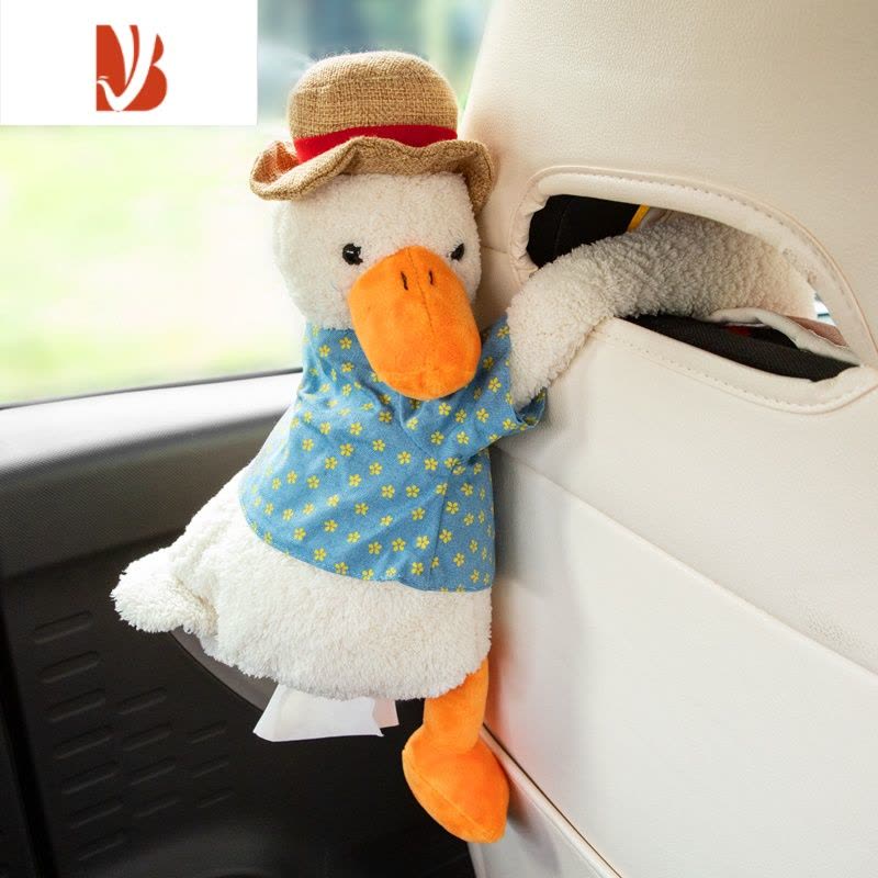 三维工匠五菱宏光mini抽纸盒马卡龙ev卡通纸巾盒车载车内饰布置爆改装配饰 草帽鸭纸巾盒[2个装,更优惠]图片