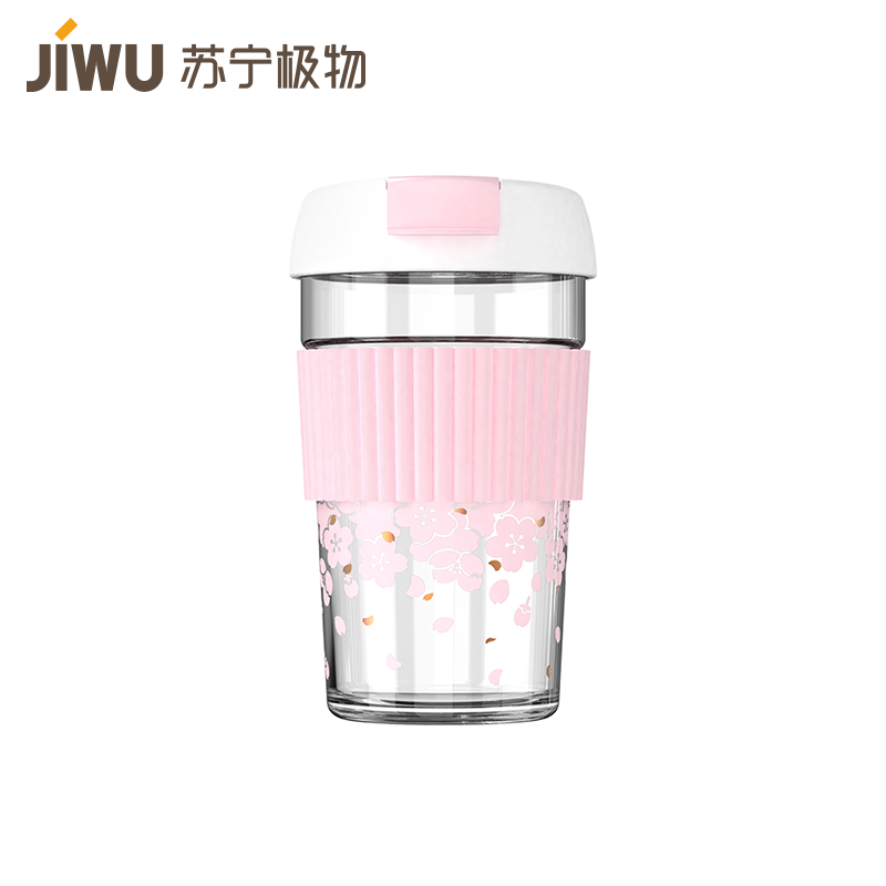 苏宁极物 吻吻鱼 樱花玻璃随手杯