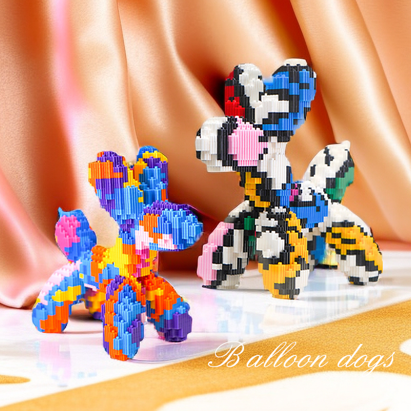 气球狗微小颗粒立体拼装积木女孩diy儿童玩具模型摆件高清大图