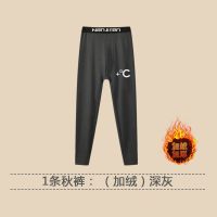 南极人男士秋裤单件薄款紧身打底裤男保暖裤加绒加厚 XXL130-155斤 1条秋裤/深灰加绒