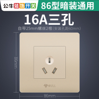 16A空调专用三孔(香槟金) 公牛开关插座面板16A大功率电热水器空调专用86型16安3三孔电源