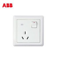 ABB开关插座 德逸雅白 一开三孔带开关16A带LED灯面板AE236