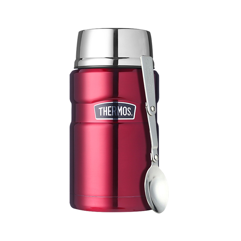 [内置汤勺]THERMOS膳魔師 通用真空不锈钢焖烧杯 SK-3020-CR 710ML 红色304不锈钢保温杯