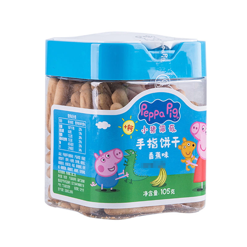 小猪佩奇PeppaPig手指饼干香蕉味105g 罐装 儿童零食