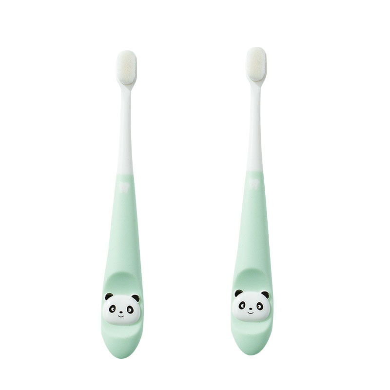 开优米 儿童牙刷婴儿万根毛牙刷 2-12岁宝宝 软毛乳牙训练刷卡通 绿色