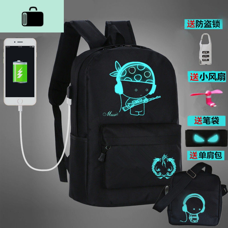 个性韩版夜光初中学生书包男时尚潮流青年男士背包休闲女生双肩包NEW LAKE高清大图