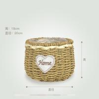 桌面多肉草编花盆花篮藤编篮子客厅干花插花花器摆件编织竹篮 无把肚篮 小